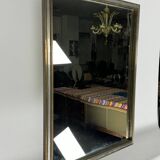 Romeo Rega, vintage mirror with double brass frame and chrome. Italy 1970s
