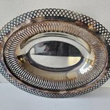 Silver-plated metal basket, openwork rim, hallmark to be identified