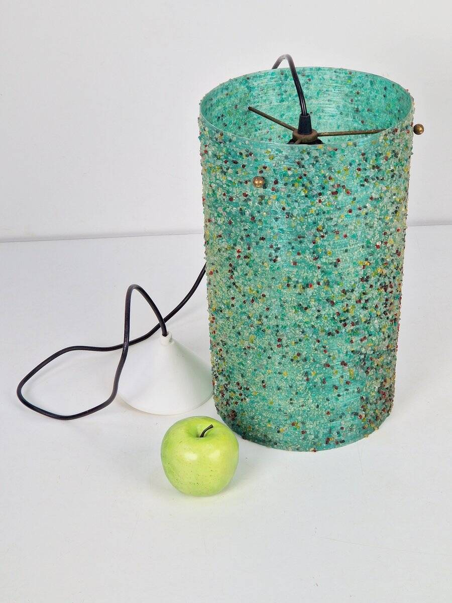 Green Polyester Sugar Tube Pendant Lamp by John and Sylvia Reid for Rotaflex, 1960s
