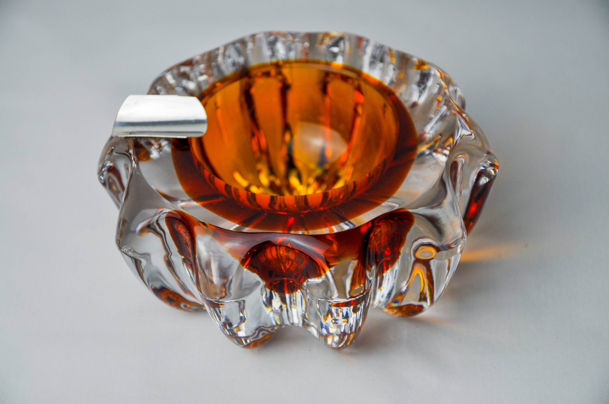 Orange Sommerso ashtray by Seguso, Murano glass, Italy, 1970