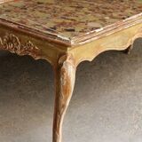 19th century coffee table. Gilded stucco and marble.