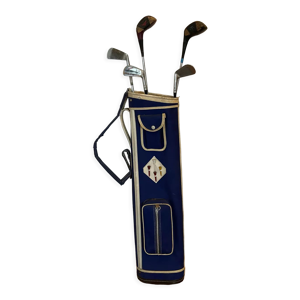 Sac de golf garni de 5 clubs vintage