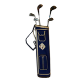 Golf bag filled with 5 vintage clubs