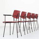 Kembo chair simili burgundy leather with armrests