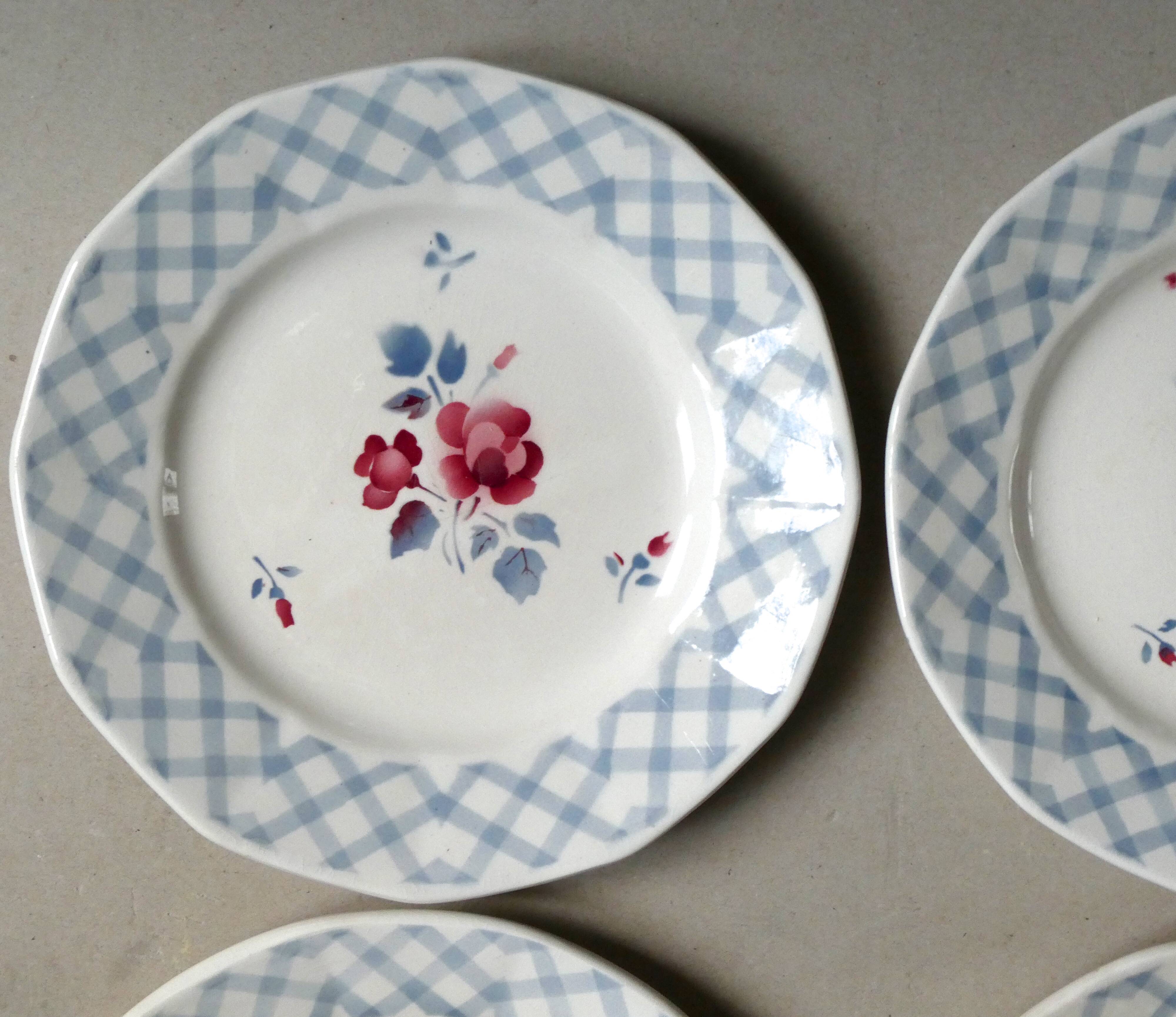 Set of 6 dessert plates Digoin Sarreguemines, Bastia model