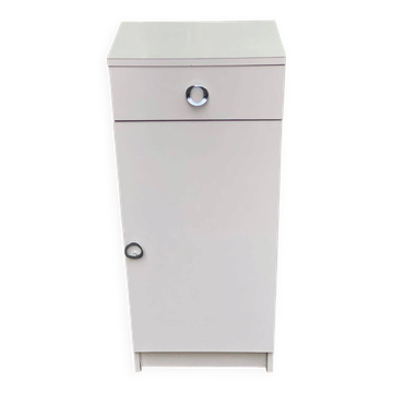 Narrow vintage beige bathroom cabinet 1970s
