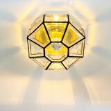 Plafonnier en verre et laiton de style Mid-Century, provenant de Limbourg, en Allemagne, années 1960