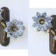 Set of 2 Murano Wall Light Black Flowers, 1970s
