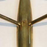 Pair of bronze sconces with worked glass reflectors
