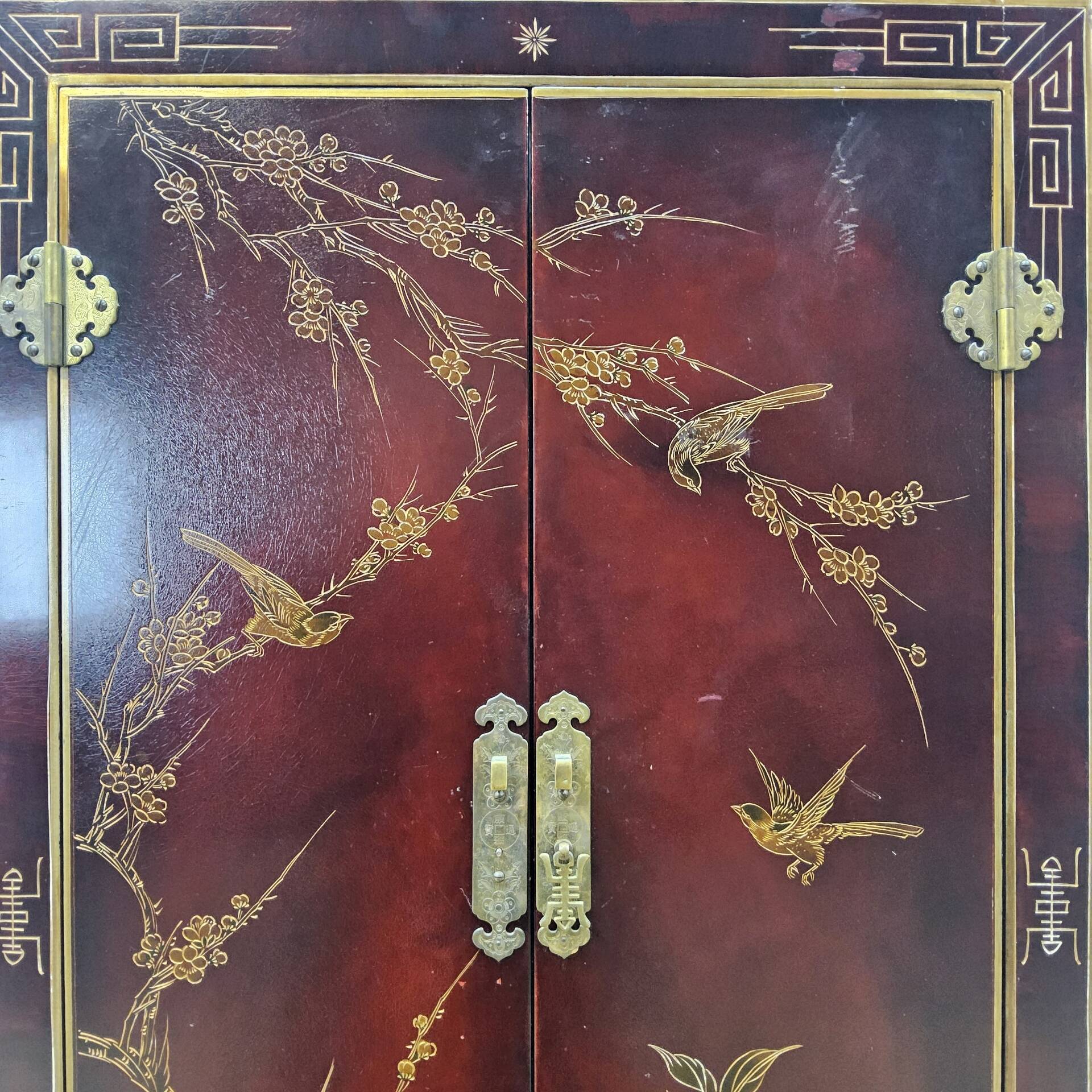 Vintage Chinese record player cabinet / Asian vinyl cabinet
