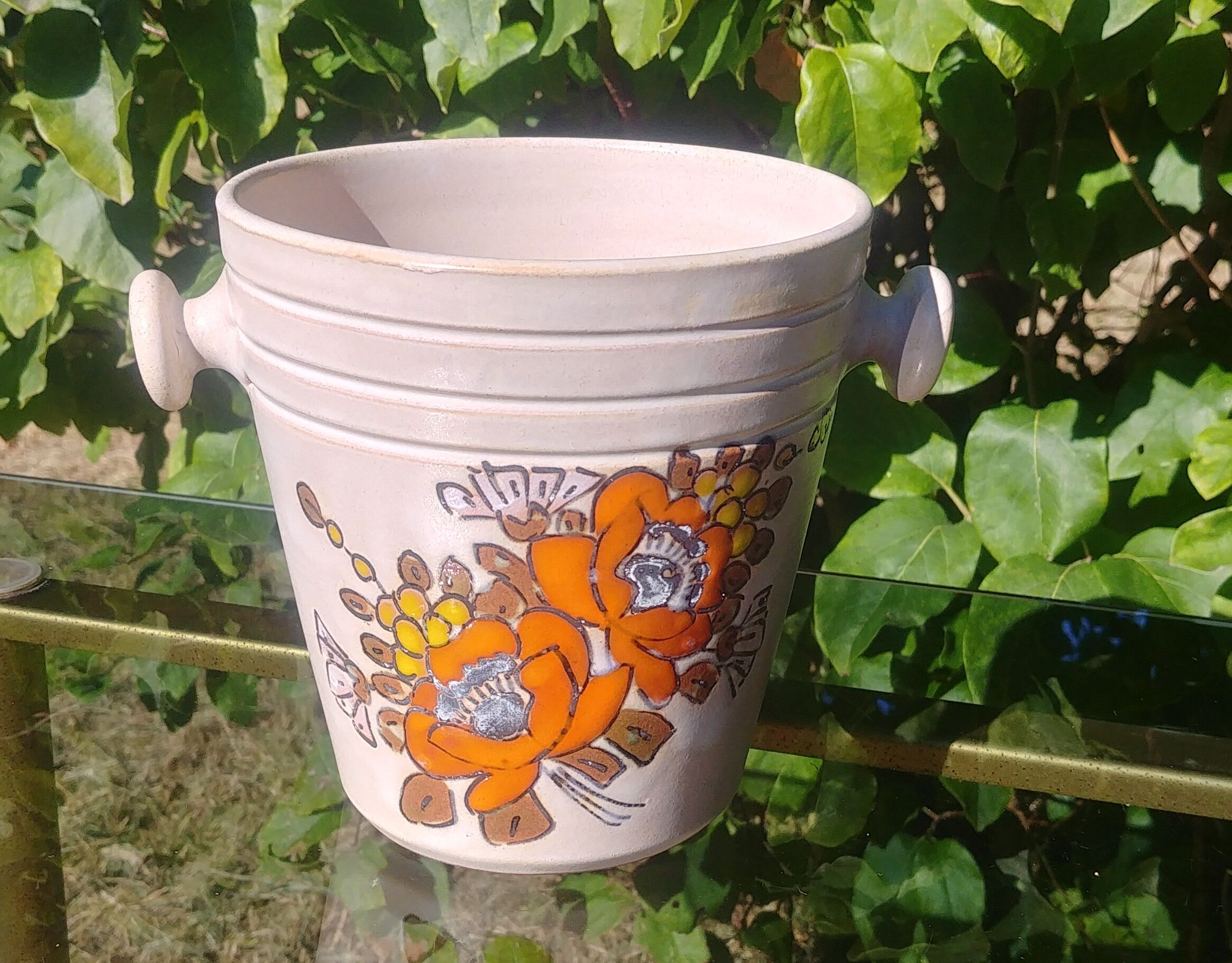 Ice bucket in glazed ceramic vintage, Vallauris, 70s