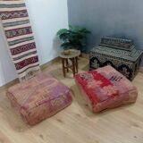 Handmade Berber pouf in wool 60 X 60 X 20 CM
