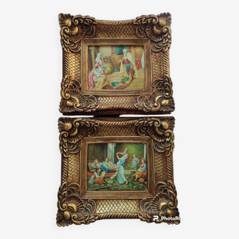 A pair of gilded stucco frames