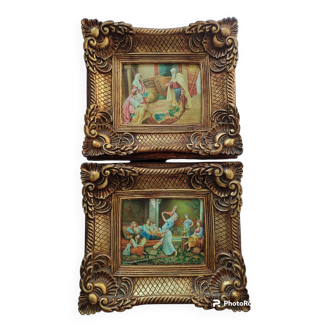 A pair of gilded stucco frames
