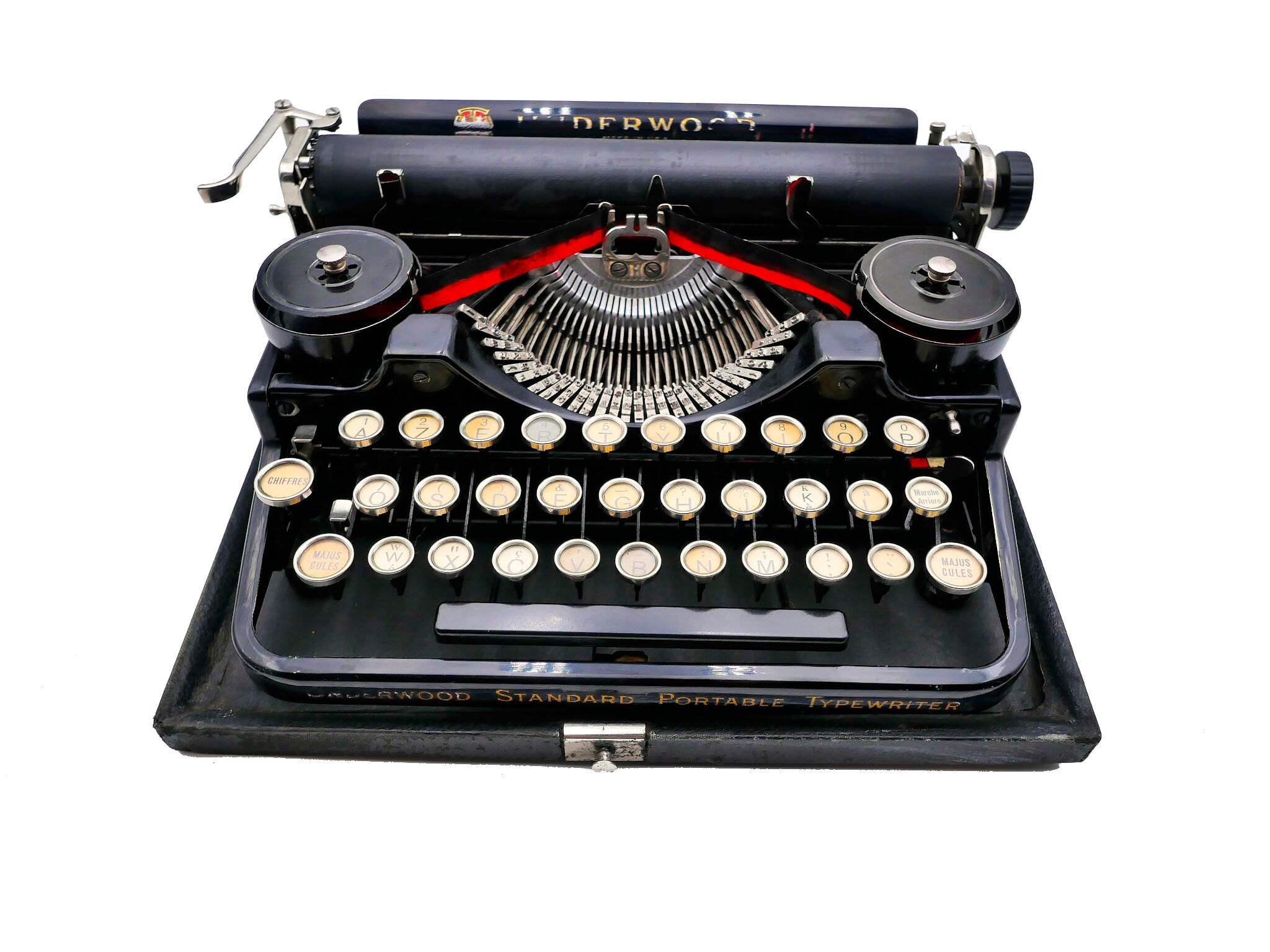 1926 new tape revised black tape underwood typewriter 3 bank