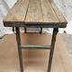 Folding workshop table in teak and wrought iron