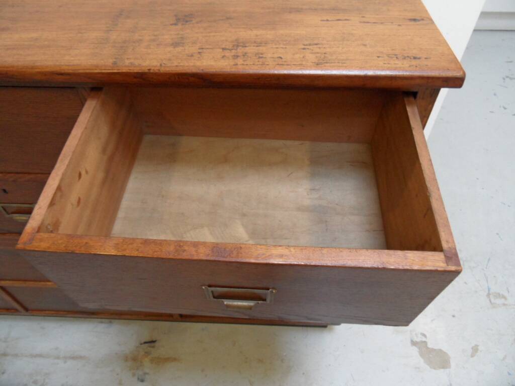 Vintage oak  shop filing cabinet with drawers
