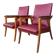 Vintage design armchair set – red skai and teak (1960s)