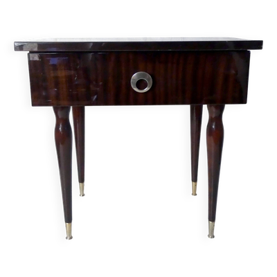table de nuit chevet en bois laqué et laiton