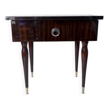 bedside table in lacquered wood and brass