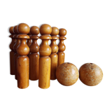 Set of 9 turned wooden pins