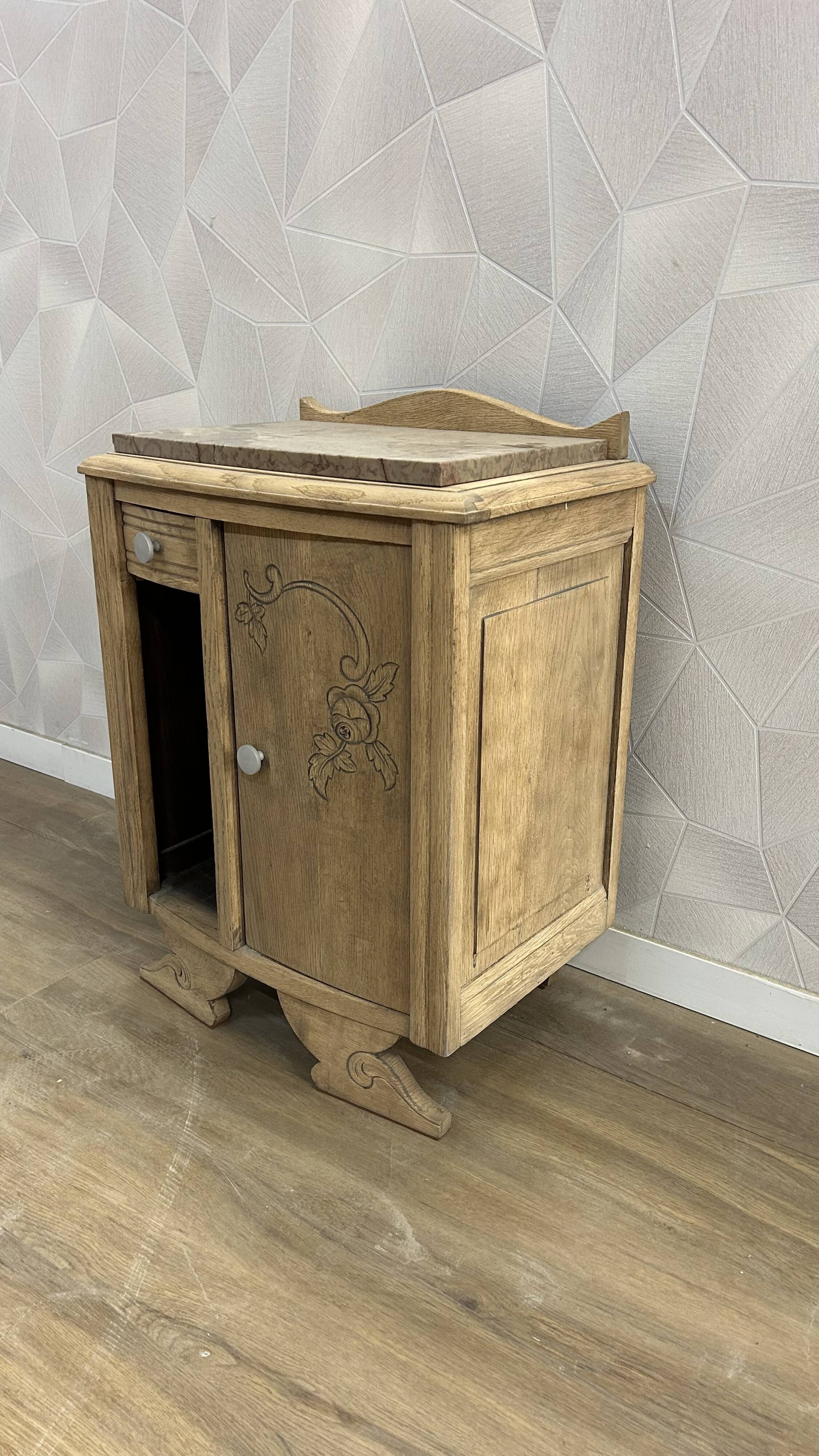 Antique art deco airbrushed bedside table