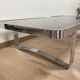 Coffee table design bronze chrome thick smoked glass circa 1970