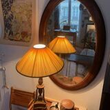 Large antique oval mahogany mirror, mercury glass, 19th century