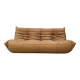French Togo 3-seater sofa in camel leather attributed to Michel Ducaroy for Ligne Roset