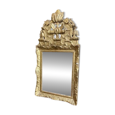 Petit miroir ancien en bois doré, style régence