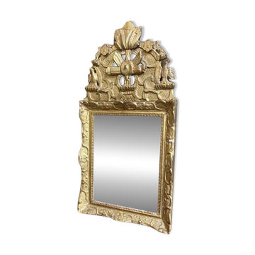 Small antique mirror in gilded wood, regency style