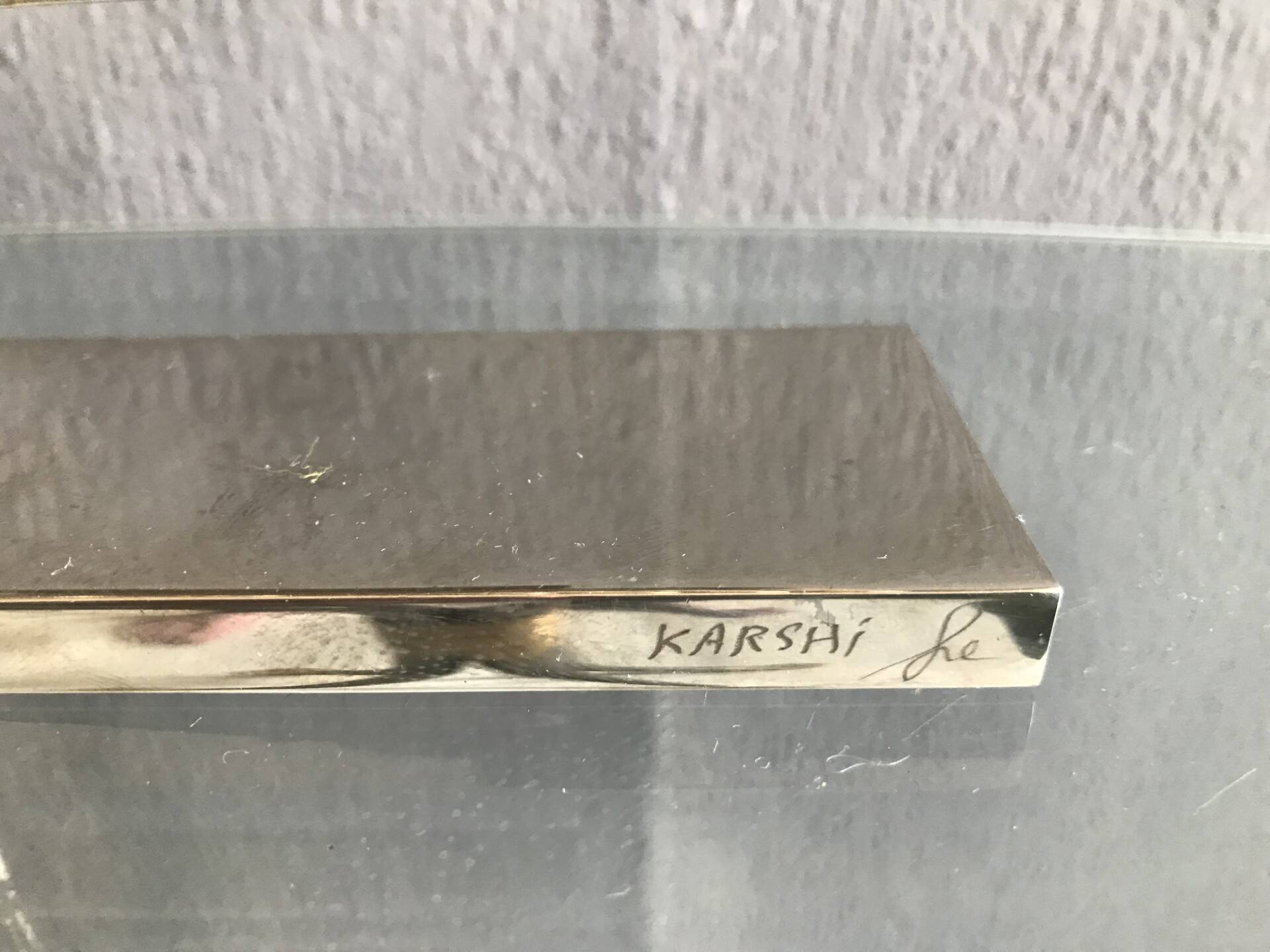 Candleholder silver plated, made in Israel by Karshi, 1970
