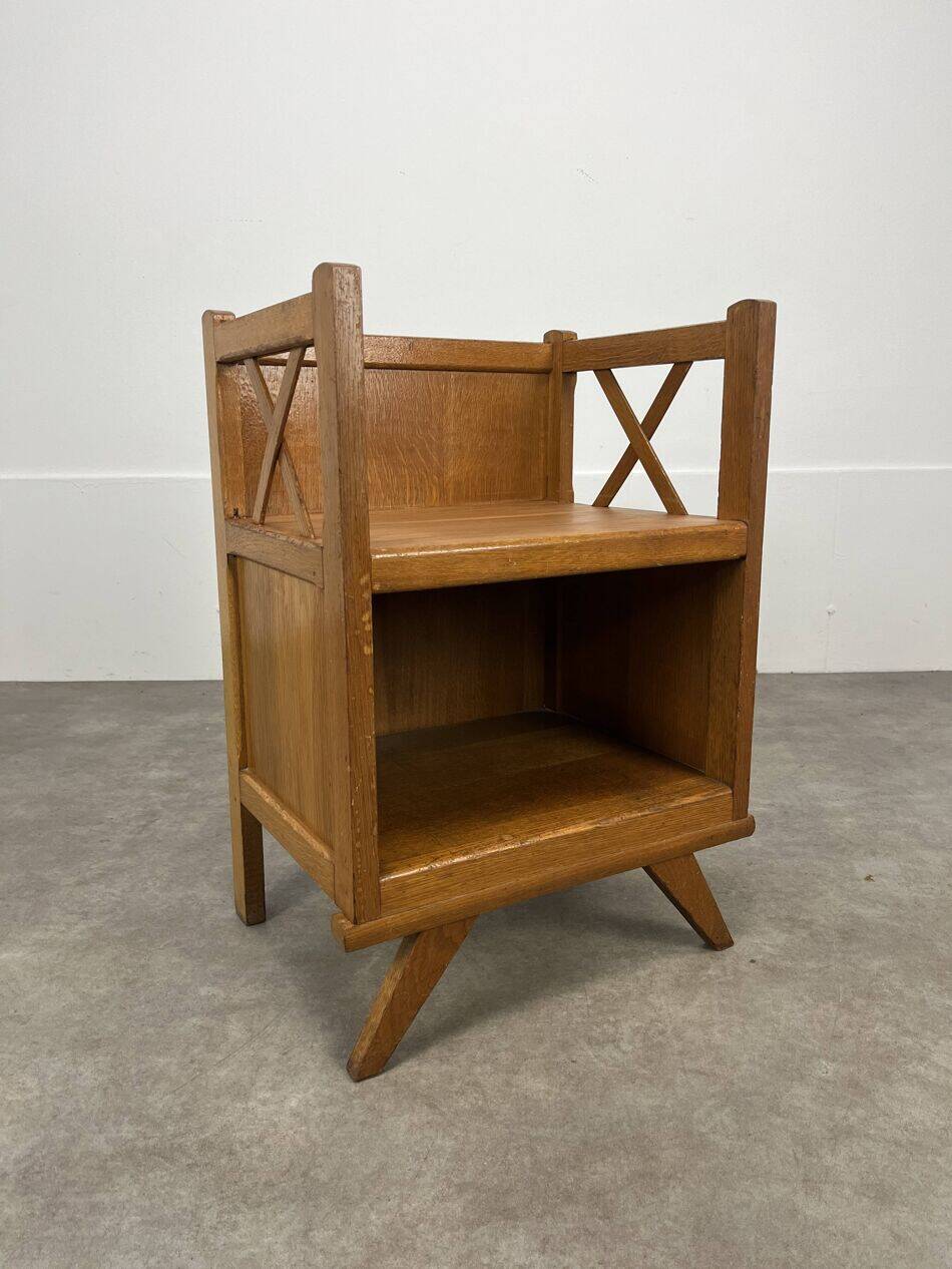 Table de chevet croisillons bois années 50