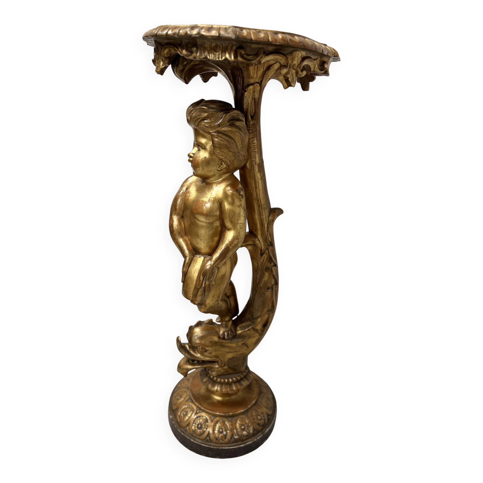 19th century gilded carved wooden presentation column