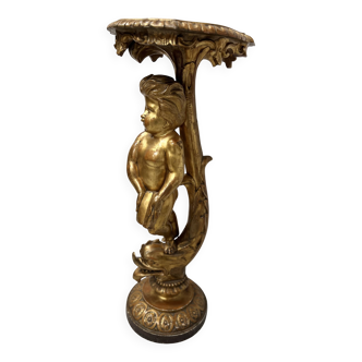 Colonne de présentation en bois sculpté doré XIX siècle
