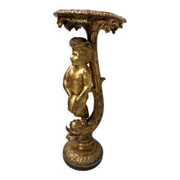 19th century gilded carved wooden presentation column