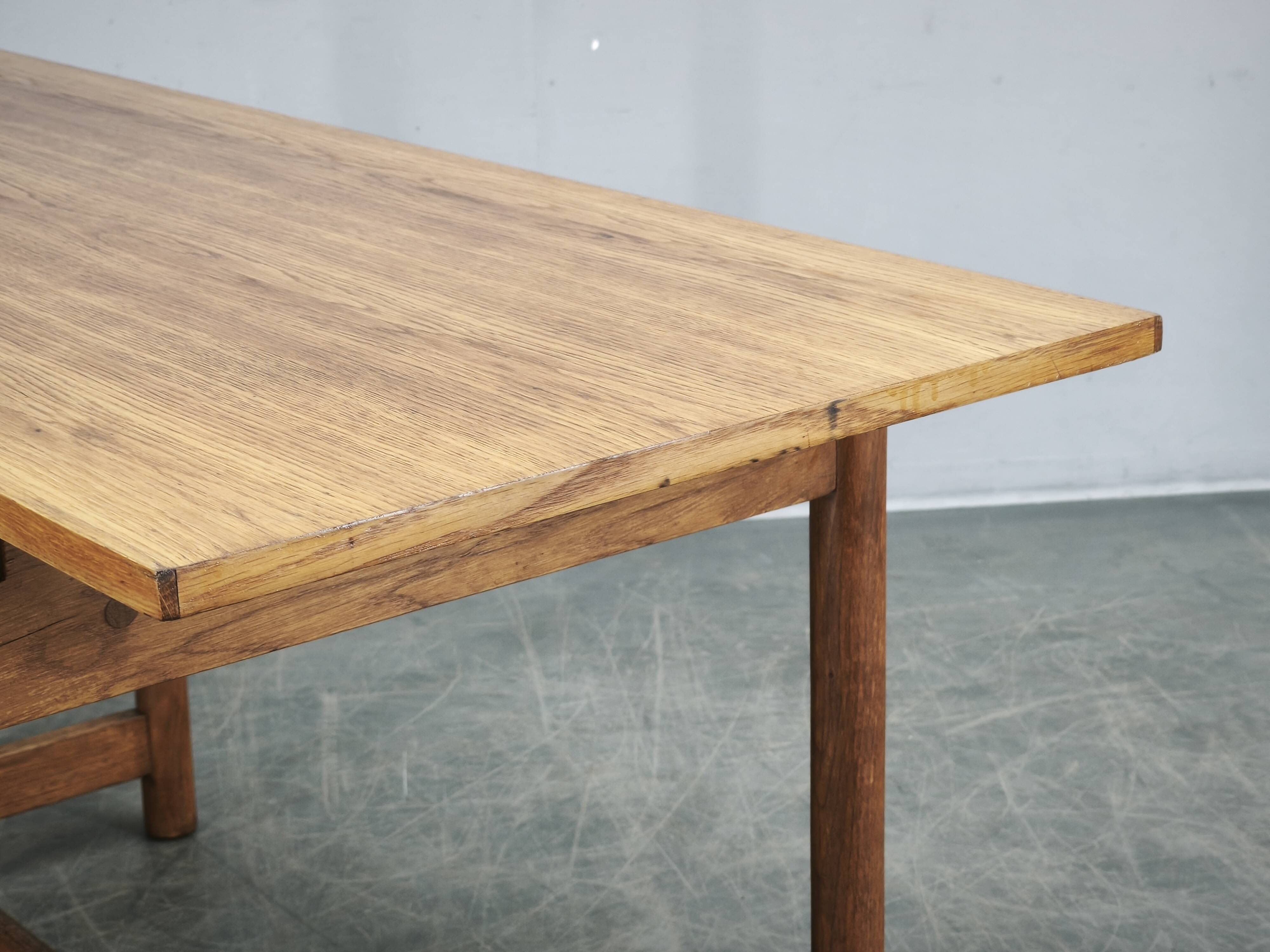 1960s Czech Coffee Table in Solid Oak by Krásná Jizba