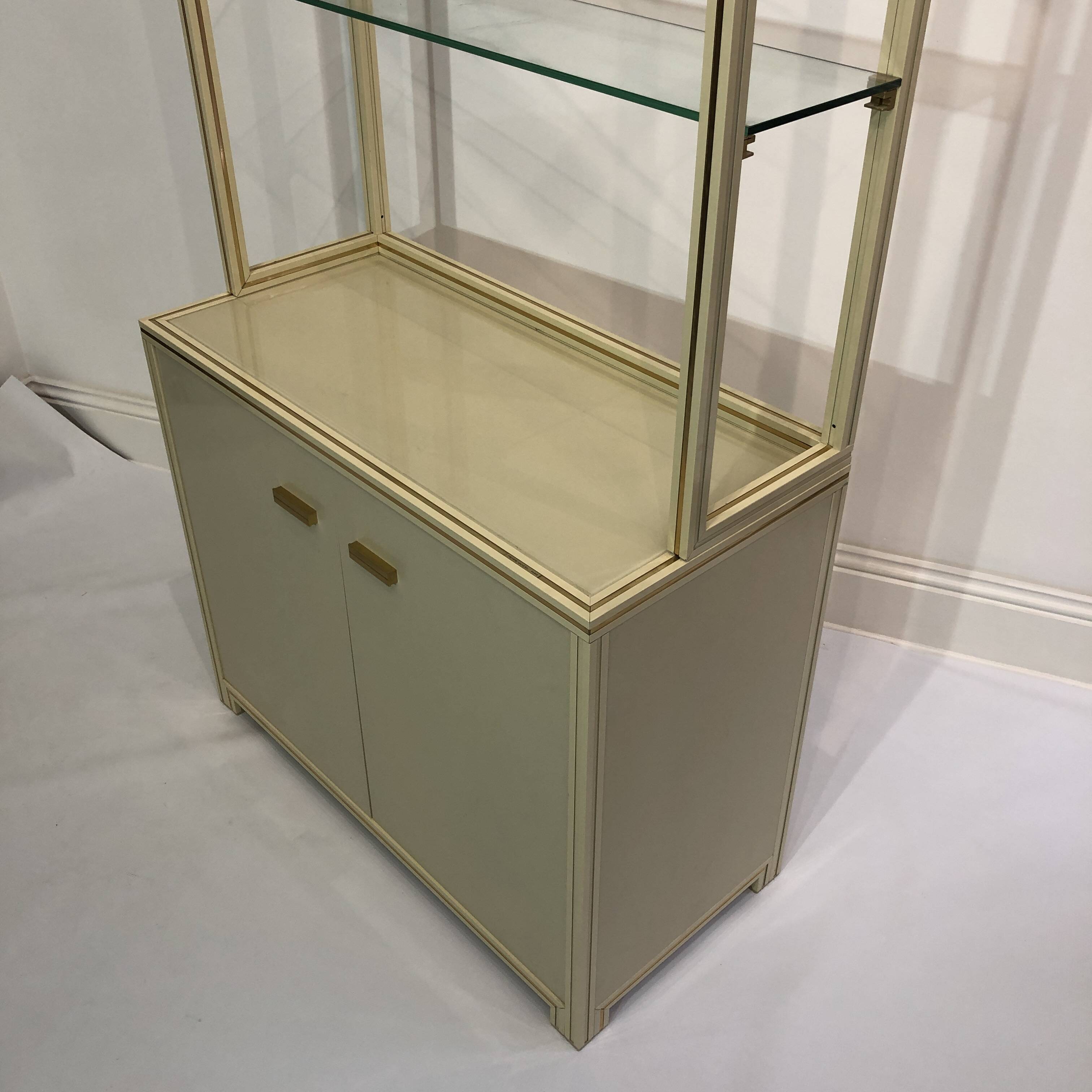 1970s Pierre Vandel Display Cabinet Shelving Cream and Brass