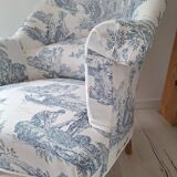 Blue toile de jouy toad armchair