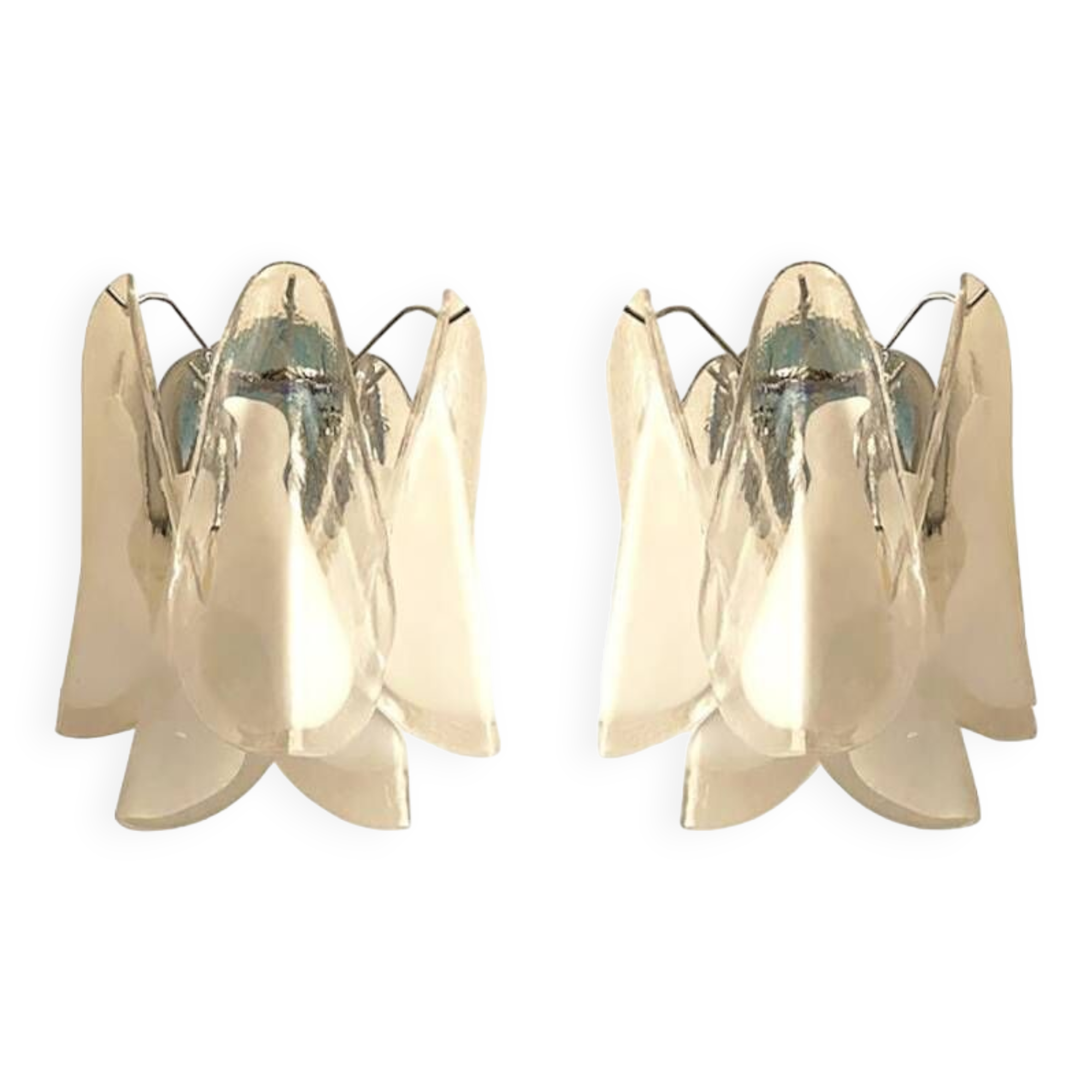 Set of Two "Rondini" Murano Glass Wall Sconces in Mazzega Style