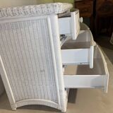 Vintage 6-drawer white woven rattan chest of drawers