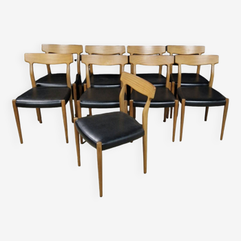 Ensemble de 9 chaises à repas de Gustav Herkstroter pour Lubke, Allemagne 1960