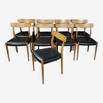 Set of 9 dining chairs by Gustav Herkstroter for Lubke, Germany 1960s