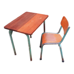 Table-bureau d'enfant teck et sa