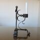 Brutalist candle holder to install or wall in blackened wrought iron blackened 40s 50s