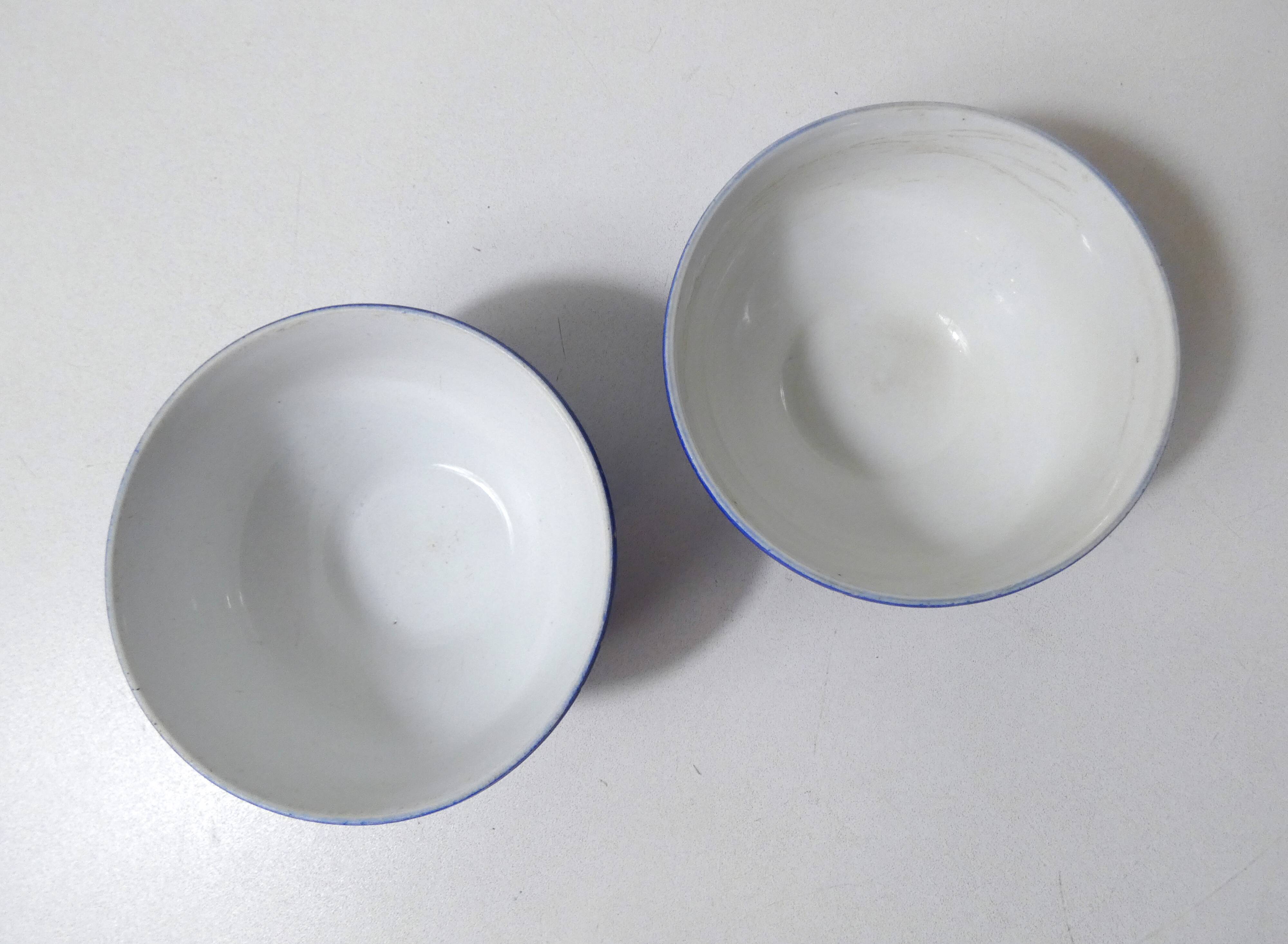 2 small old blue polka dot porcelain bowls from Longchamp