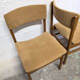 Pair of vintage velvet and wood chairs