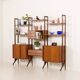 Italian freestanding wall unit or room divider in teak, 1960s