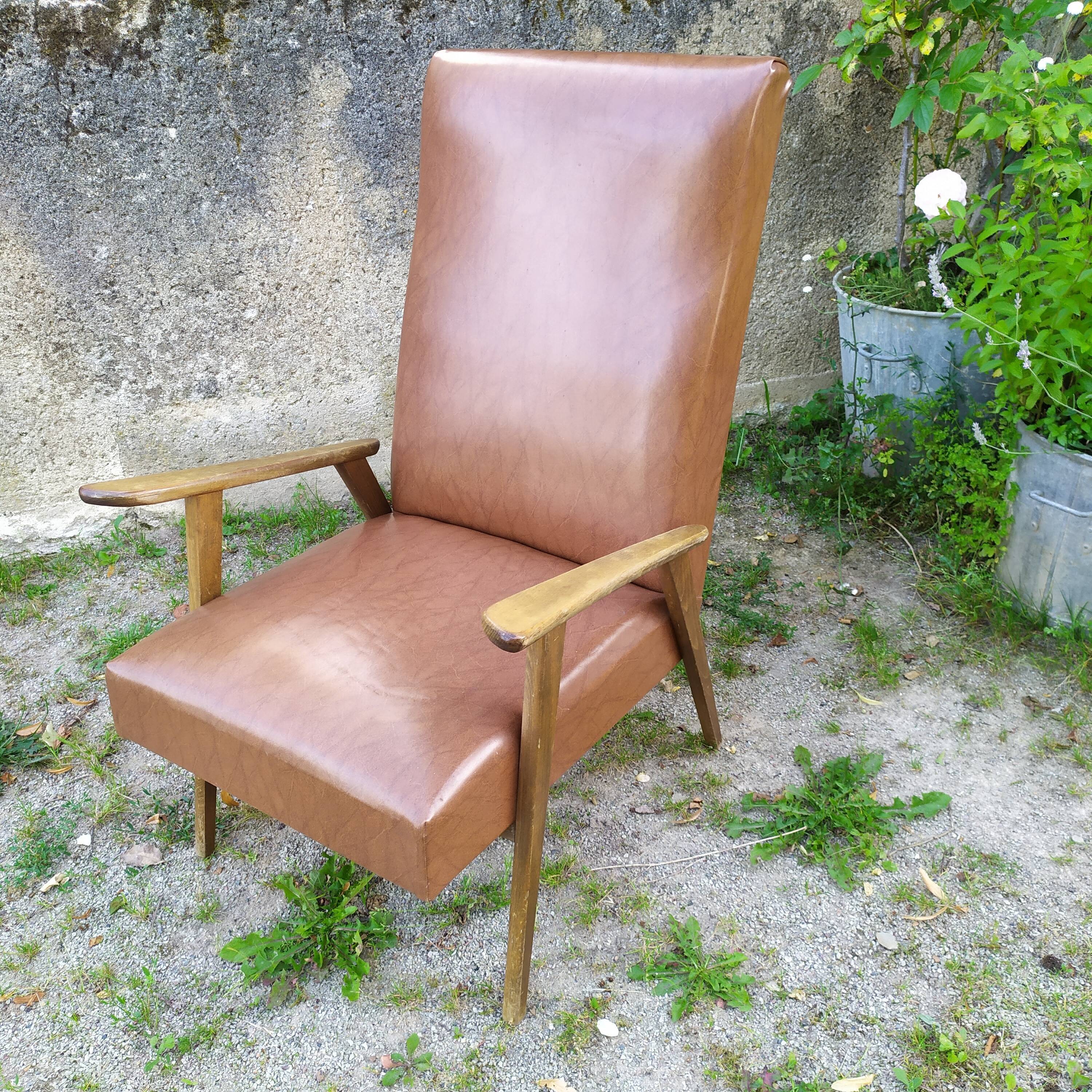 Fauteuil années 50 pieds compas