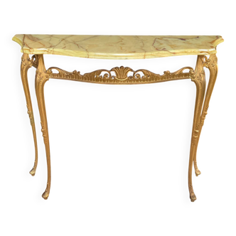 Vintage console in onyx and gold metal